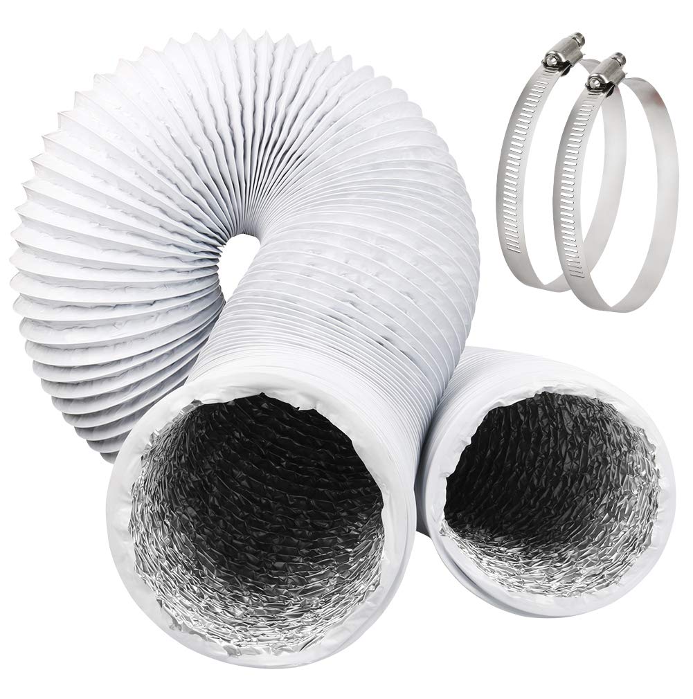 Omont Tumble Dryer Hose 16 Feet 100mm Ducting with 2 Clamps, 4 Inch Flexible Vent Kit Extractor Fan Ducting Aluminium Tube for Kitchen