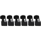 Musiclily Pro R15T-02 6 inline 2-pins Guitar Tuners Tuning Pegs Set Black | Hex Button, Full Sealed Machine Heads Tuning Keys, for Fender Strat Tele Style Electric Guitar