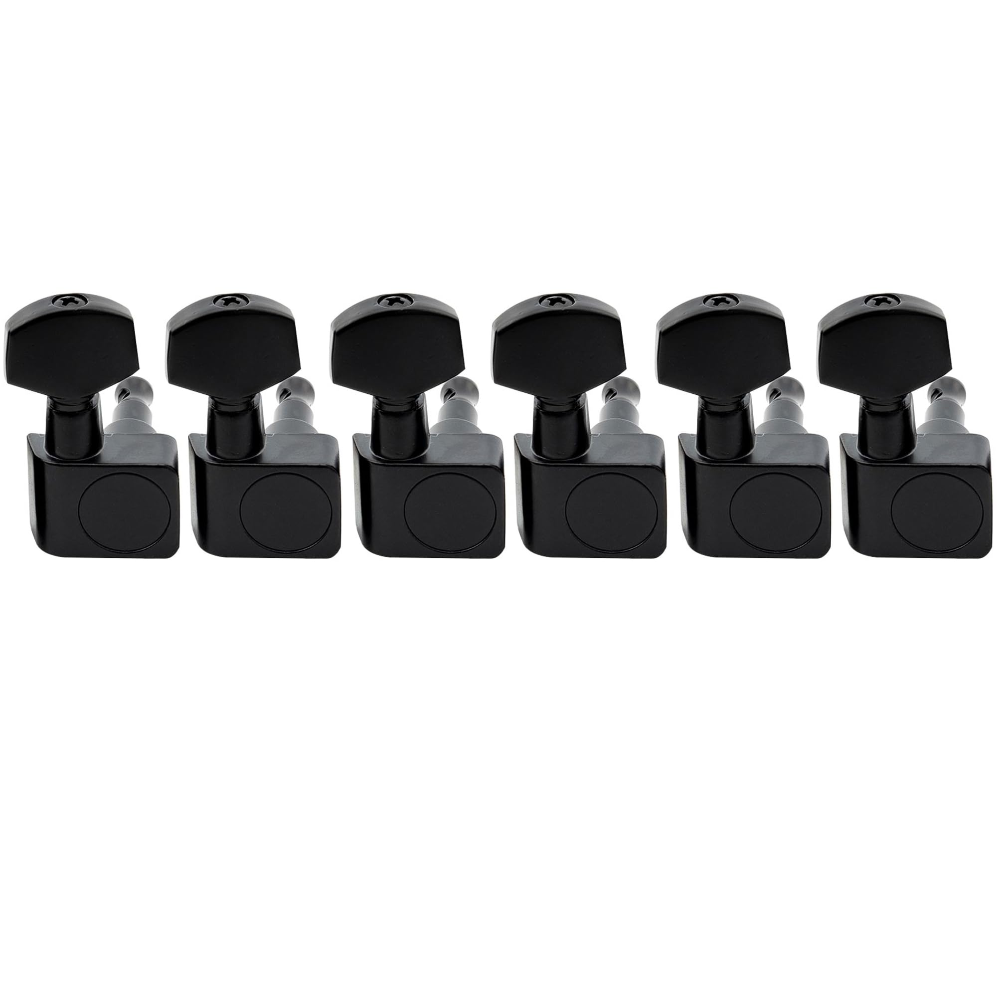 Musiclily Pro 6-in-line 2-pins Sealed Guitar Tuners Machine Head Tuning Pegs Set for Fender Strat/Tele, Black