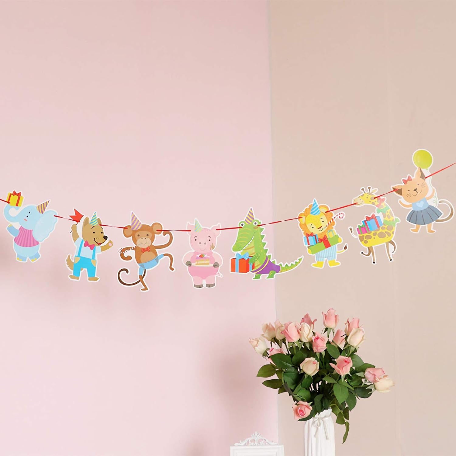 Amazon Com Animal Birthday Banner Elephant Monkey Crocodile Lion