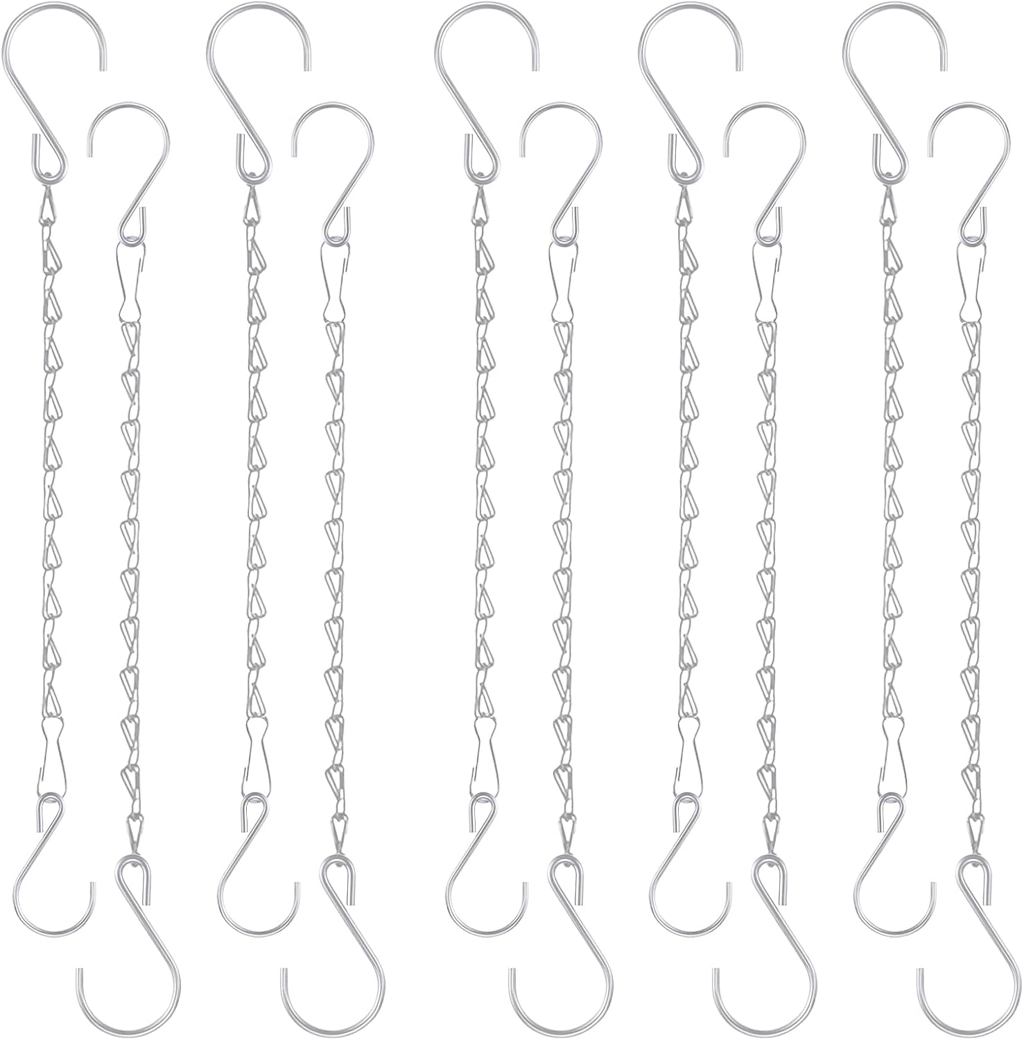 Outdoor Hanging Brackets - Fetanten Plant Hanging Chains, 10 Inch Metal Hanging Basket Chain with S Hook for Bird Feeders Lanterns Wind Chimes Billboards Photo and Indoor Outdoor Decorative (Silver, 10 PCS)
