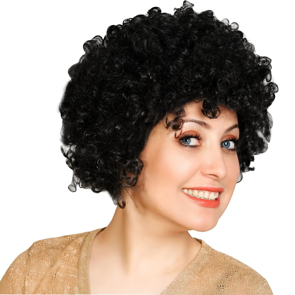 Unisex Clown Wig Circus Funny Fancy Party Dress Accessory Afro Stag Do Fun Joker (Black)