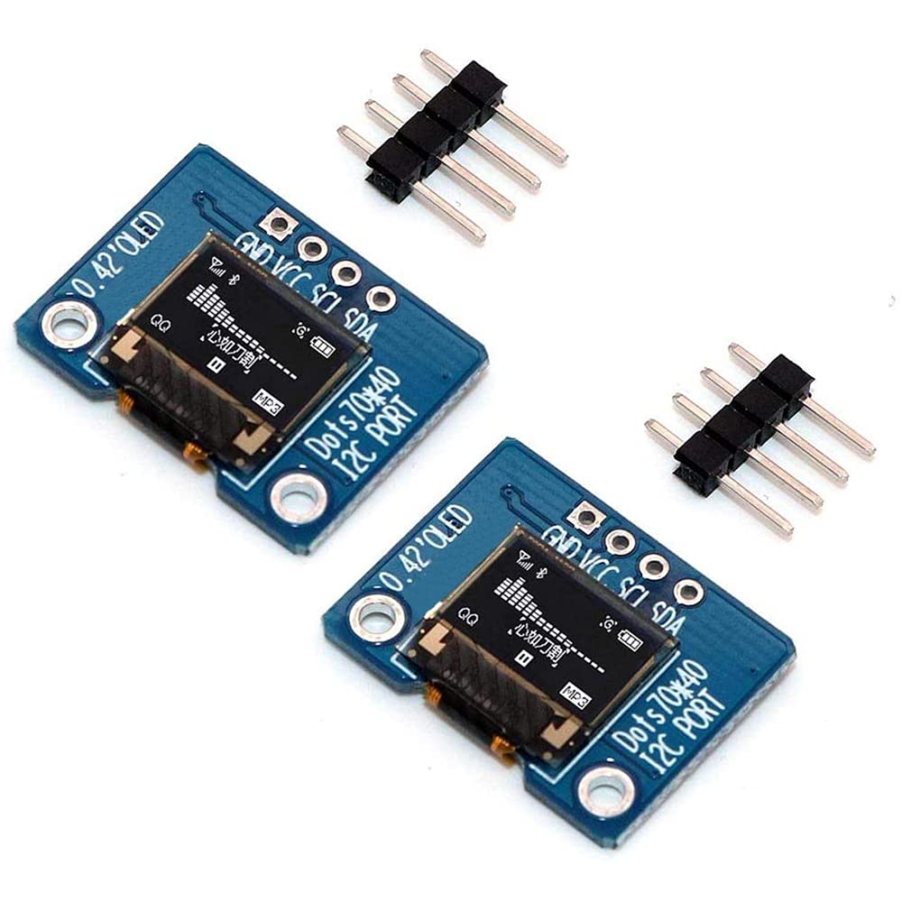 DollaTek 2Pcs 0.42 inch White PM OLED Screen Module 72 x 40 1306 Drive IC 4P IIC