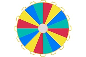 Rettebovon Parachute with Handles 6ft 8ft 10ft 12ft 16ft 20ft Play Parachute Games for Outdoor Team Games,You Can Also Use it for Trampoline Cover Picnic Mat Furniture Cover