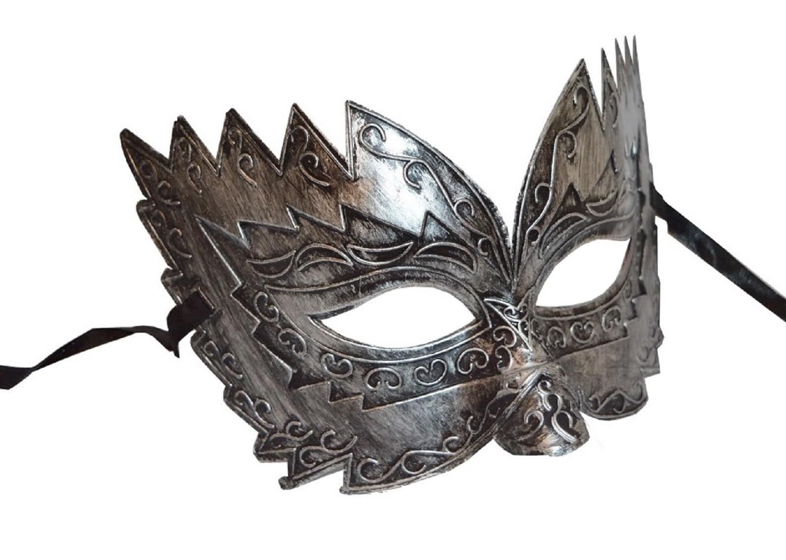 FHS Titan Mask Venetian, Masquerade, Burlesque Ball Party (Black-Silver)