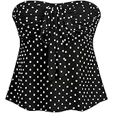 Milumia Women's Polka Dots Tube Tops Y2k Strapless Pleated Babydoll Peplum Top