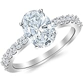 Houston Diamond District 2.5 Carat LAB GROWN DIAMOND Classic Prong Set Oval Cut Diamond Engagement Ring (E-F Color VS1-VS2 Clarity 2 Ct Center)