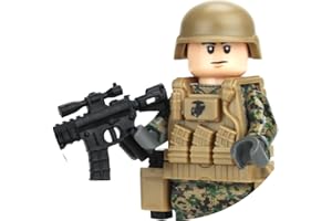 Battle Brick Marine Corps Infantry Woodland MARPAT Custom Minifigure | Genuine Military Minifig Camo | 1.6 Inches Tall | Great Gift for Ages 8+ to Adult AFOL
