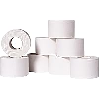 Athletic Tape - 8 Sports Tape Rolls -White- No-Sticky Residue – Easy Tearing – Skin-Friendly -1.5 x 10 Yards per roll (Total 
