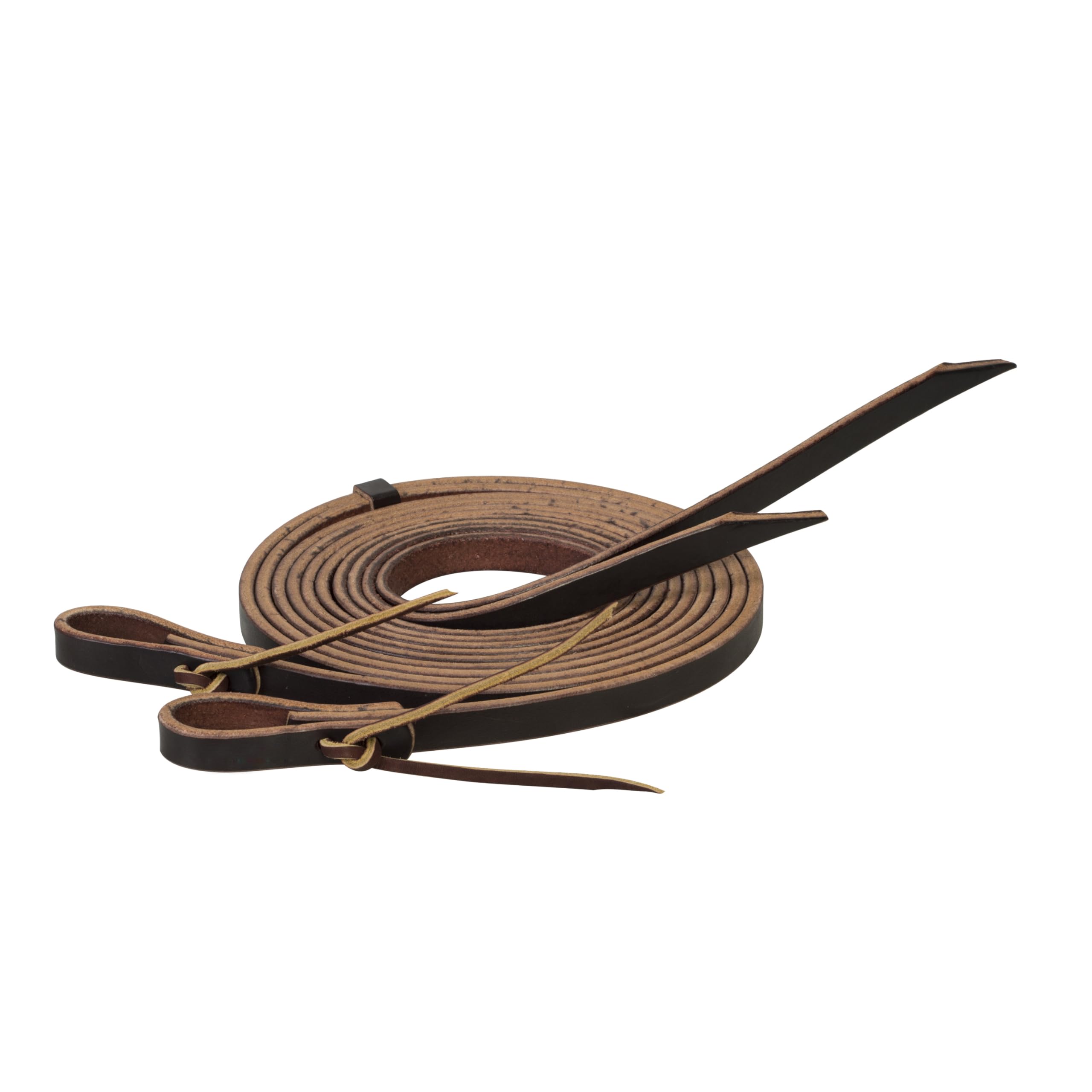 Turquoise Cross Weaver Leather Skirting Leather Split Reins, 7-feet Long Western Reins for Horses for Trail Riding, and More, Durable Equine Supplies, Dark Oil