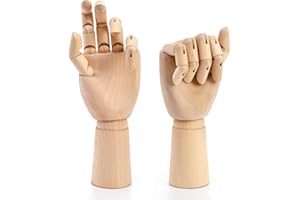 Tosnail 2 Pack 11.4" Wooden Hand Model, Artist Drawing Figure with Posable Fingers, Mannequin Left and Right Hands
