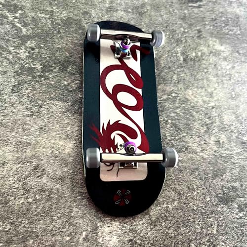 PRO Fingerboard Complete (6-Layer Colour Maple Wooden Deep Concave 35.5 x 97mm Handmade Deck + 34.5mm ARK 1G Truck + Gray Wheels ii) (Limited Collection 2024 Loong)