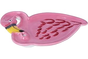 Servette Home Flamingo Plate with Painted Feathers