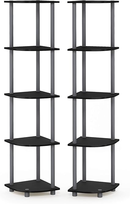 Furinno Estante Abierto, Tradicional, Espresso/Negro, 2-Pack 5-Tier, 1
