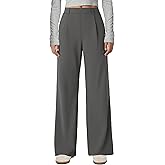 Gracyoga Women's High Waisted Pants Wide Leg Pull On Dress Pants Business Casual Stretchy Plus Size Work Pants with Pockets Dark Grey XXXL