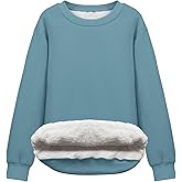 Flygo Women's Sherpa Lined Fleece Crewneck Pullover Sweatshirts Casual Winter Warm Sweatshirt