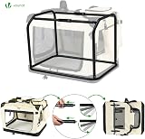 VOUNOT Pet Carrier Bag 3 Entry Doors Foldable Mesh Padded Beige M view 7
