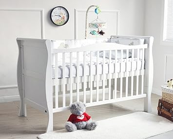 White wooden cot bed with mattress Clearance