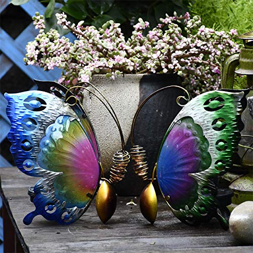 MYHZH Solarleuchten Schmetterling, Garten Ornament, Eisen und Glassdecorative Straßenlaterne, 3 Stück Garten Beleuchtung… – Bild 6
