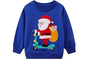 HILEELANG Toddler Boy Sweatshirts Crewneck Long Sleeve Pullover Cotton Graphic Christmas Clothing
