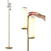 Brightech Gemini Dimmable Floor Lamp with Two Lights - Modern Tall Tree Lamp for Bedroom, Office, Living Room - Gold/Brass