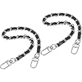 PATIKIL Leather Purse Handle Straps, 2 Pack 12 Inch Purse Straps Replacement DIY Purse Chain Straps with Zinc Alloy Buckle for Handbag Crossbody Shoulder Bag, Black