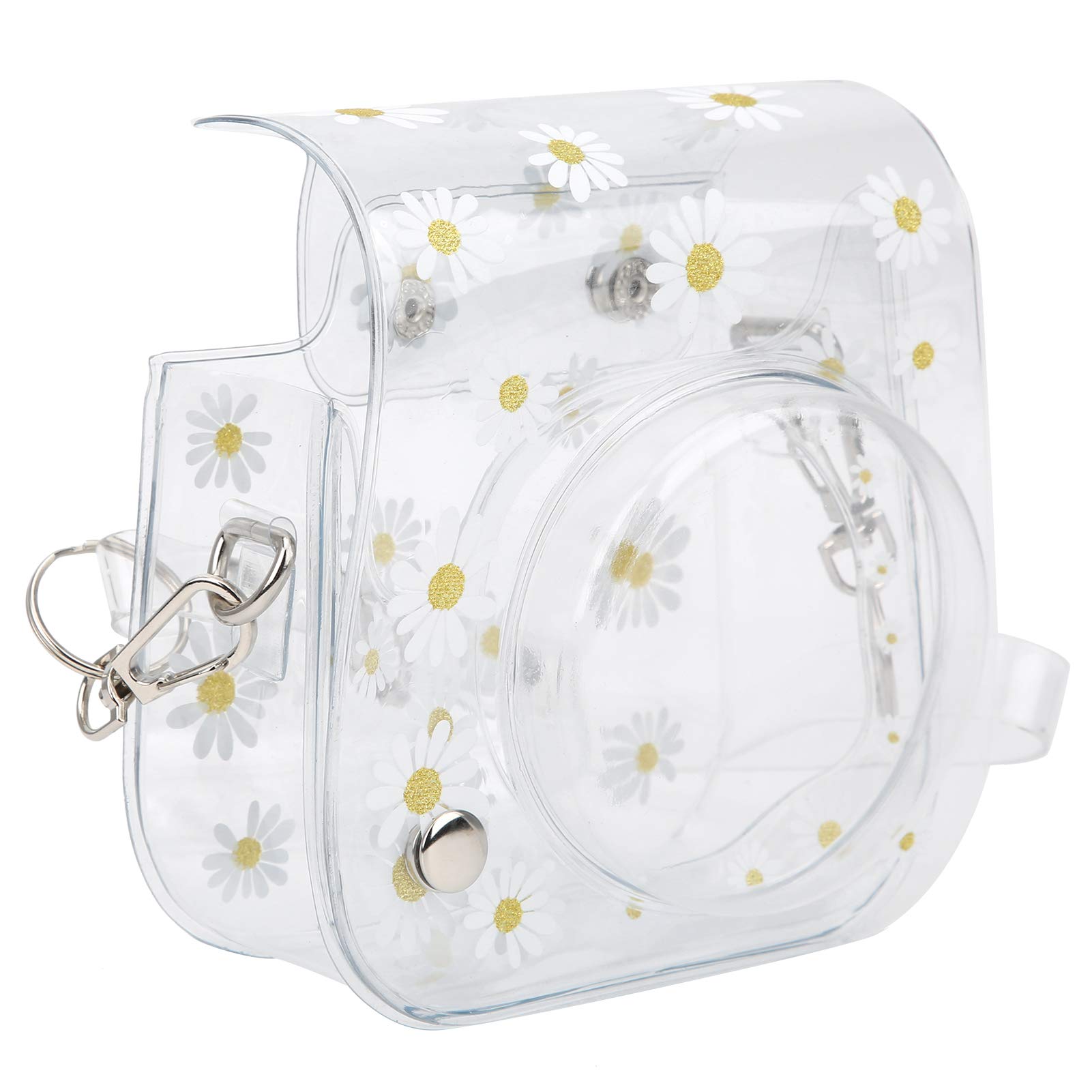 for Mini 11/9/8 Instant Camera Case, Daisy Transparent PVC Camera Cover Protective Clear Case with Shoulder Strap