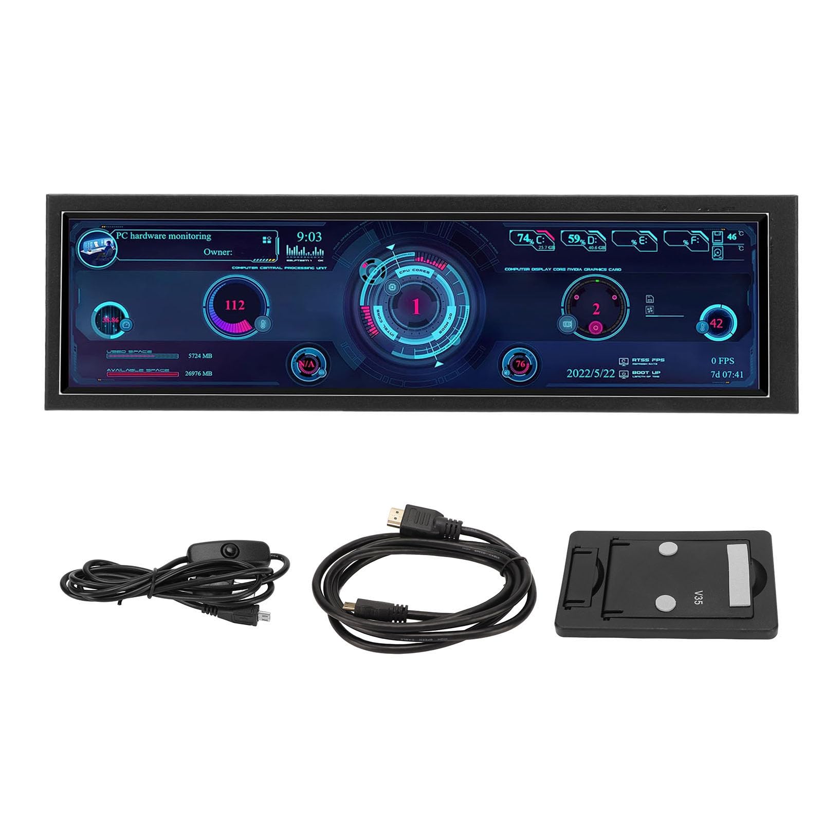 Yosoo Health Gear 8.8 Inch IPS Mini Screen, PC Sensor Panel Display CPU GPU RAM SSD Data Temperature Monitor Computer Temp Monitor for RPi, for Linux, and for