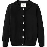 UMELOK Girls' Cardigans Sweater Cotton Button Solid Long Sleeve Knit Sweaters