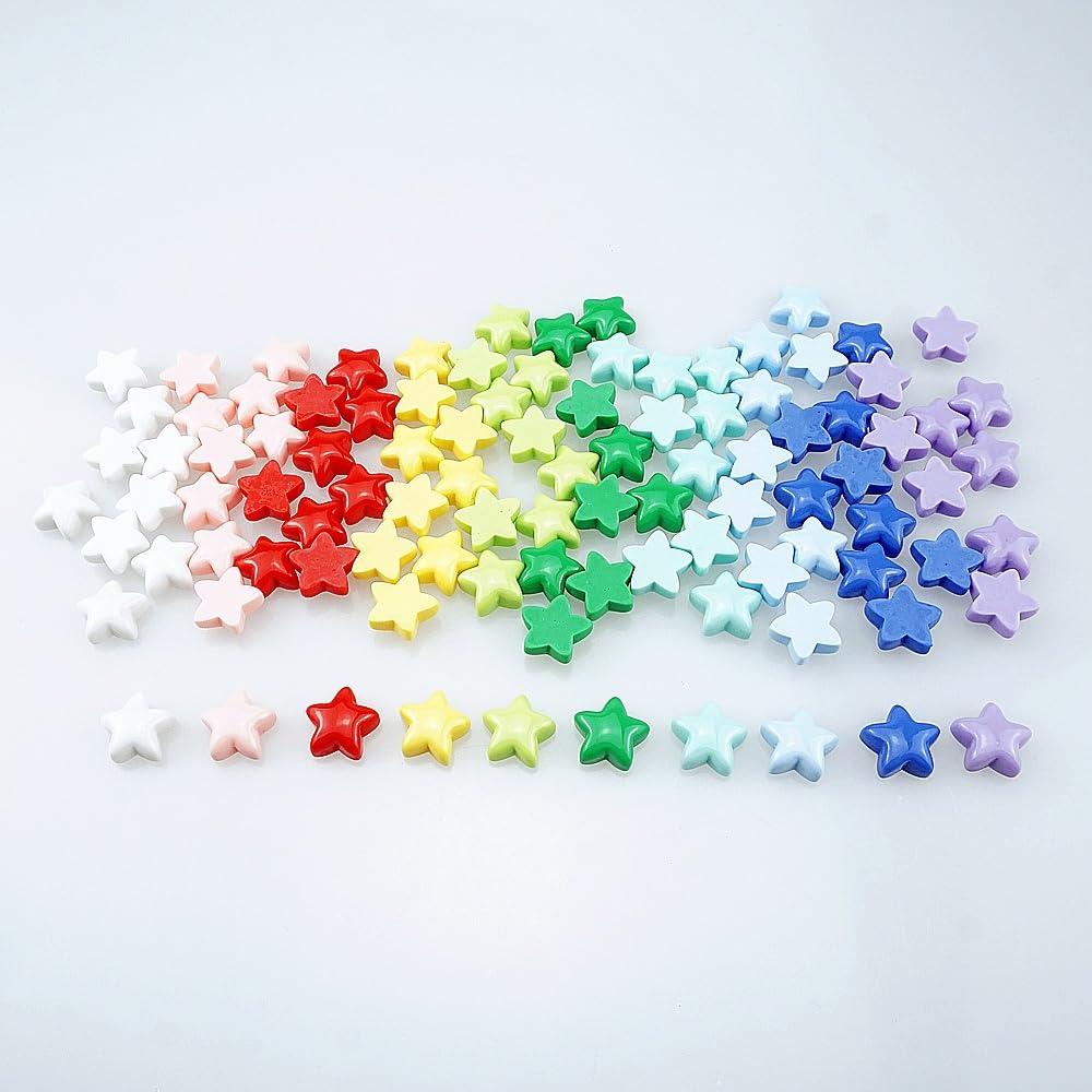 100 PCS Colorful Resin Stars Flatback No Holes Plastic Mini Star Bulk Resin Embellishments for Crafts Accessories