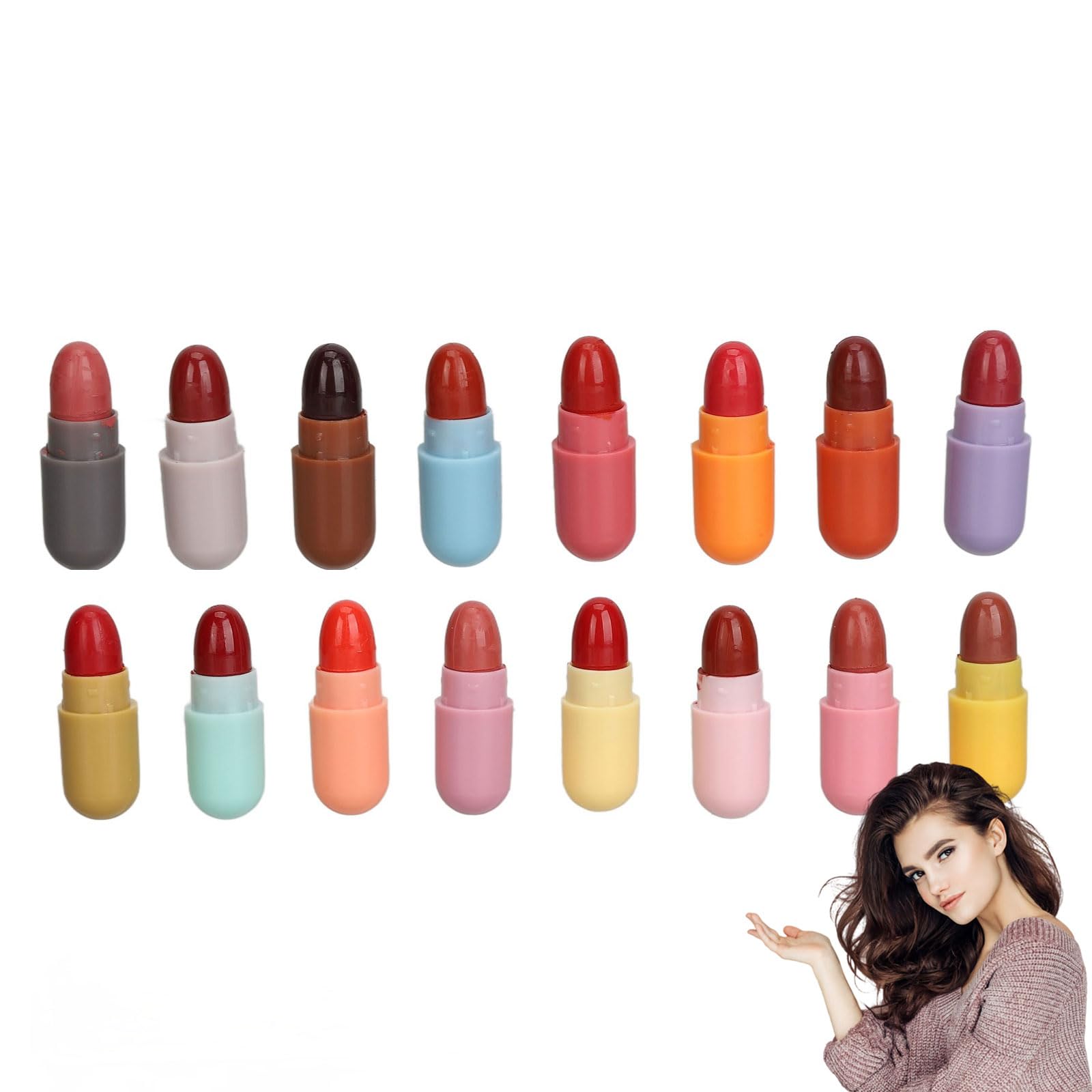 ZJchao 16 Colors Mini Lipstick Set, Matte Portable Capsule Lipsticks for Daily Dating