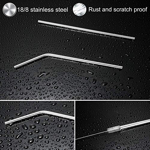 EINFAGOOD Strohhalme Edelstahl, Metall Strohhalme Wiederverwendbar, Trinkhalme 8 Stück mit 2 Reinigungsbürsten (Große… – Bild 4