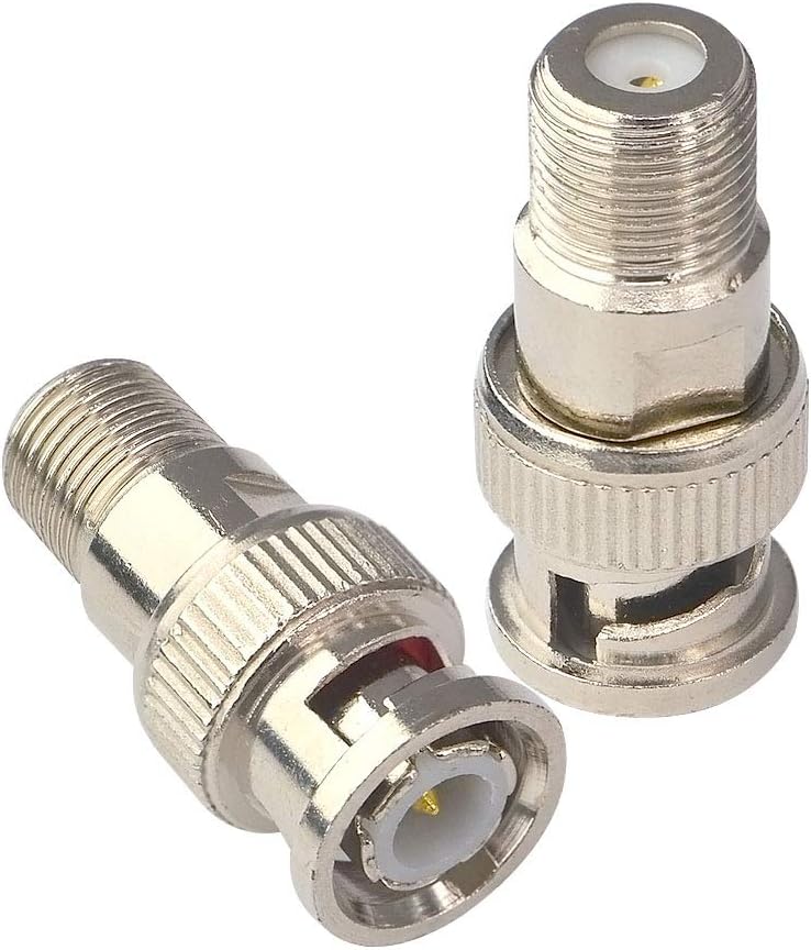 Boobrie BNC to F type Coax Adapter BNC Male Plug to F Female Jack Coaxial Connector Coupler Adapter use for CCTV Camera Gender Changer Convertor Cable Lead Wire Joiner TV PAL Socket Pack of 2