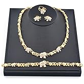 Giffor Elephant XOXO Jewelry Sets 18K Gold Plated Valentine's Day Gift For Women 2026 Christmas Gifts Jewellery Wedding Necklace Rings,4PCS