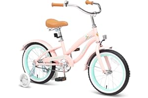 ACEGER Girls Beach Cruiser Bike for Kids 5-13 Years Old, 16" 18" 20" 24" Single Speed Kids Bicycle Included Coaster Brake, Front and Rear Reflectors, 24" 7 Speeds with Dual Brakes