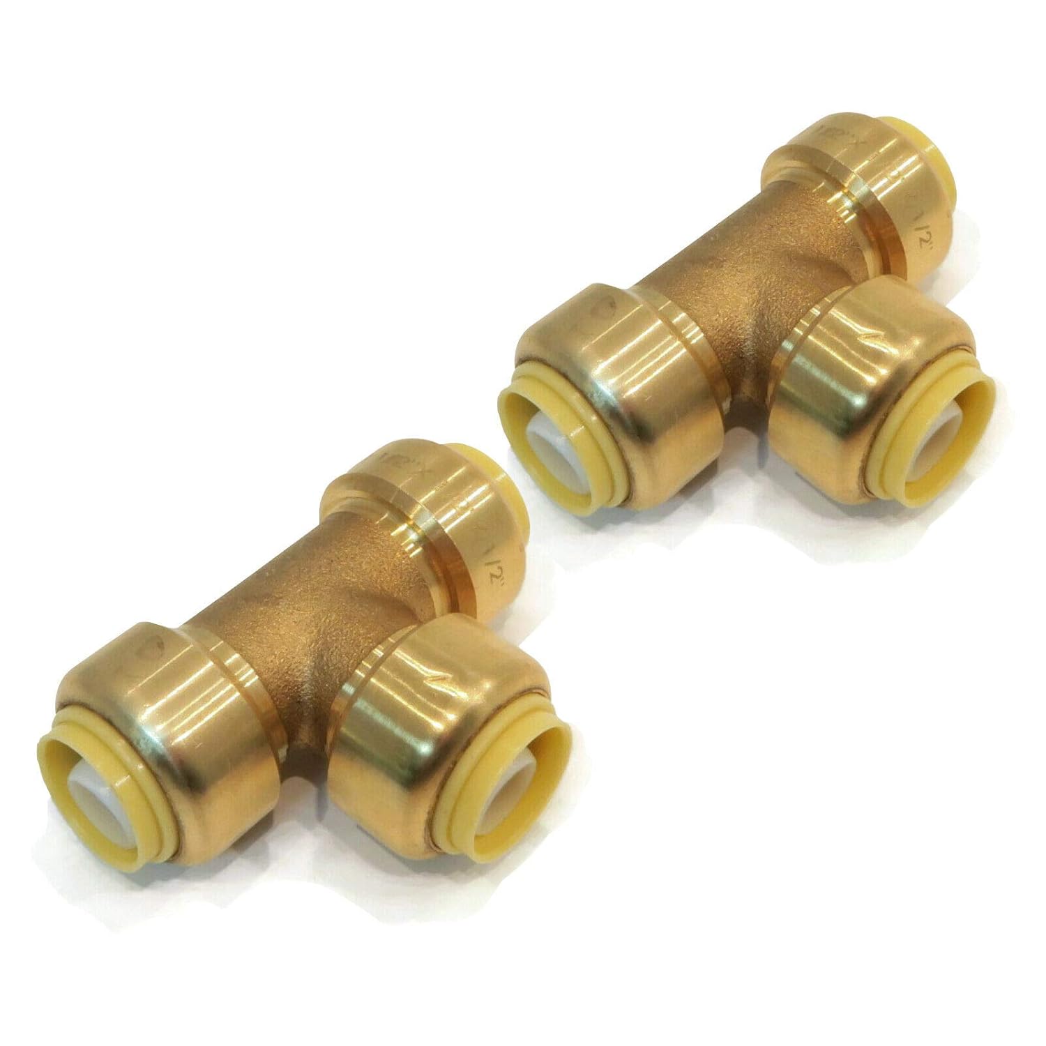 (2) 1/2" Shark Bite Style Lead Free Brass TEES Fitting Replace