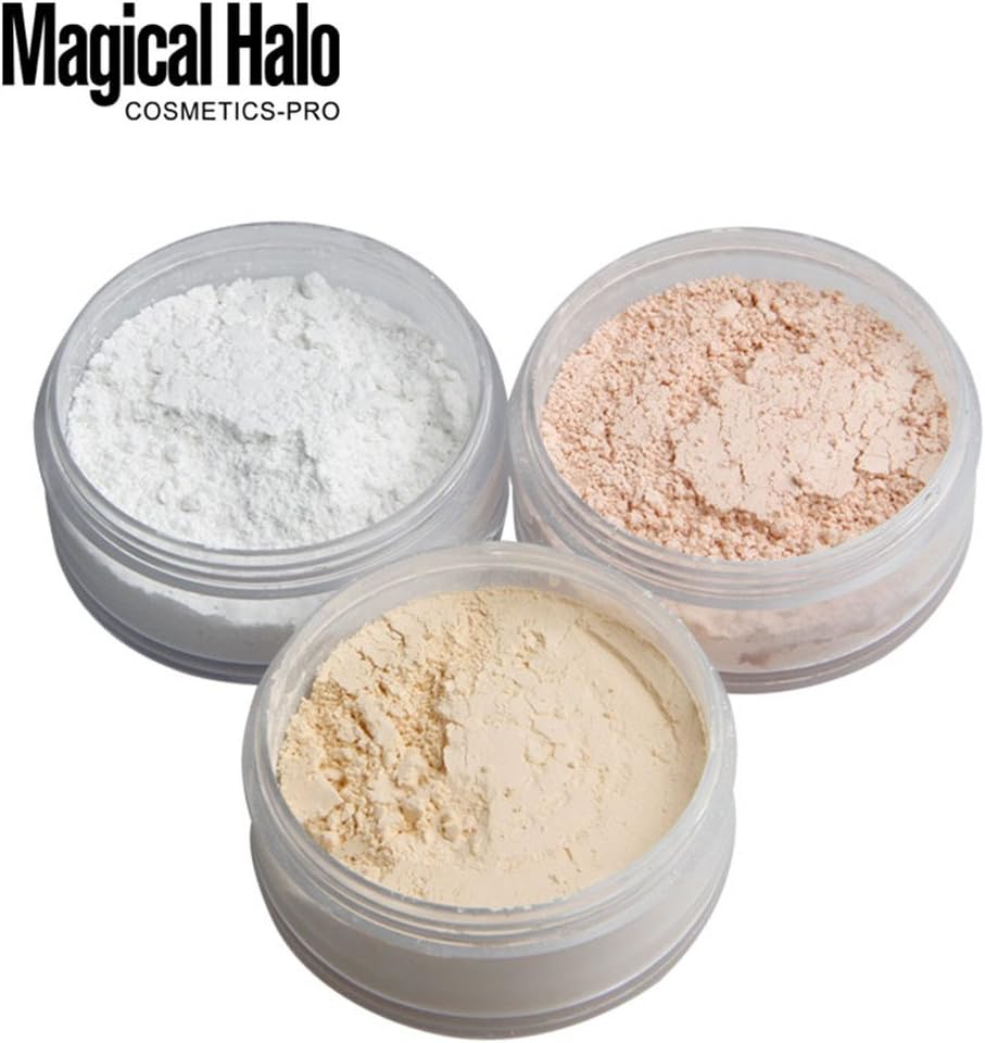 Fashion Base Magical Halo Makeup Loose Powder Face Brighten 3 Colors Minerals Bronzer Matte Base Translucent Oil Control Natural Loose Powder (3Pcs)