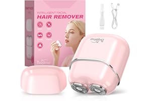 Brightup Facial Hair Remover for Women - Painless Electric Face Shaver for Peach Fuzz on Lip & Chin, USB-C Rechargeable & Waterproof, Mini Size Portable for Smooth Skin On-The-Go (Pink)