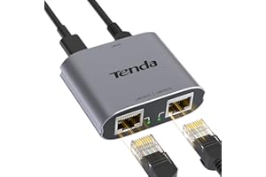 Tenda Gigabit Ethernet Splitter 1 to 2, 1000Mbps Internet Splitter, USB Powered, Plug & Play, RJ45 Splitter for Ethernet Cabl