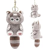 Lpydamo Plush Keychain, Cute Keychain Plush with Hook for Bag Purse Car Mirror, Kawaii Animal Keyring Decor for Women Girls