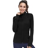 Dolcevida Womens Full Zip Athletic Jacket Lightweight Workout Jacket | 4-Way Stretch and Lightweight Fabric, Zipper Pockets, Stand Collar, Zip Garage, Thumbholes, Slim Fit, 2 Inner Pockets