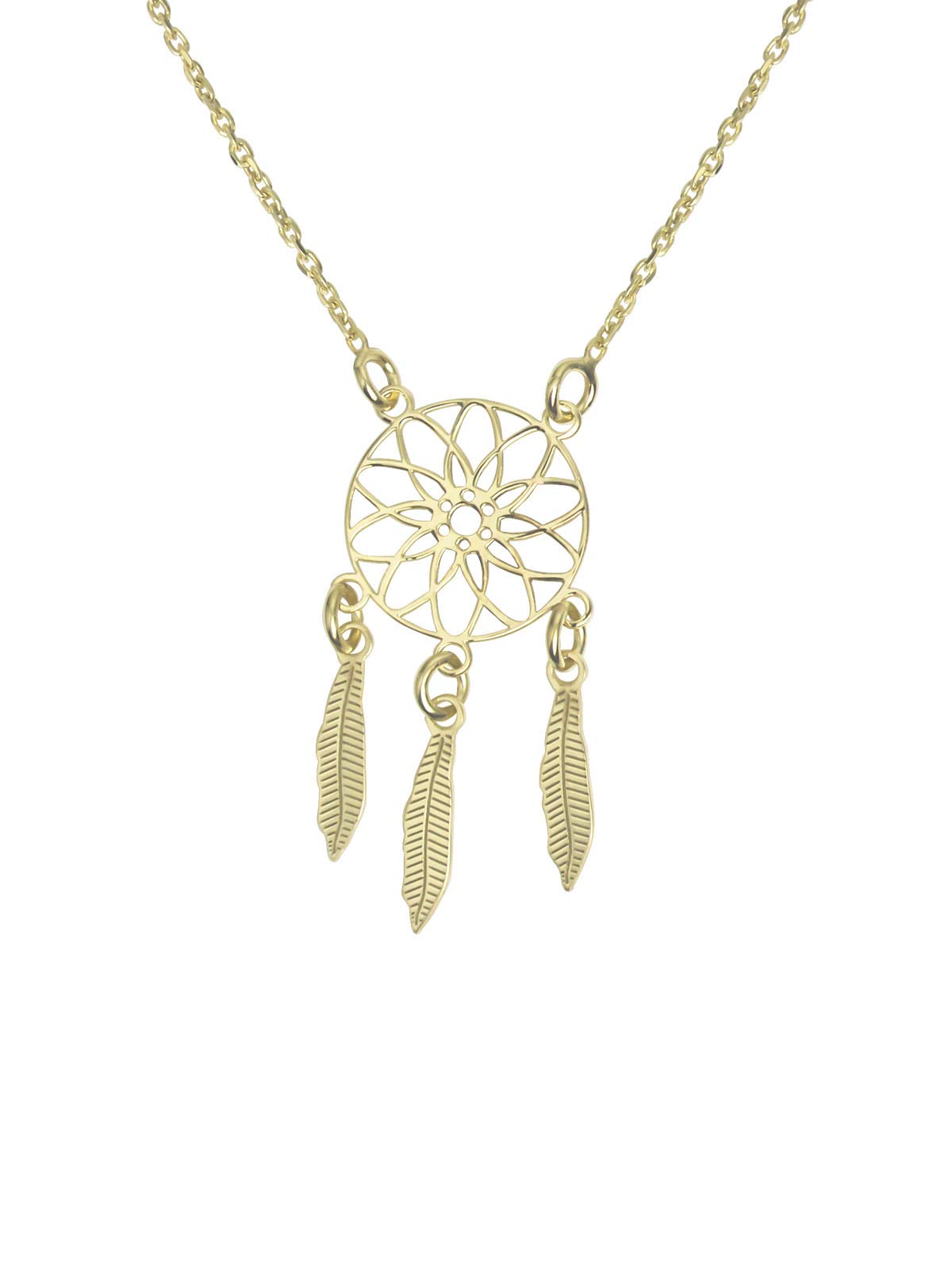 AKA Jewellery - Women Dreamcatcher Necklace in Sterling Silver 18kt Gold Plated, 18 inch