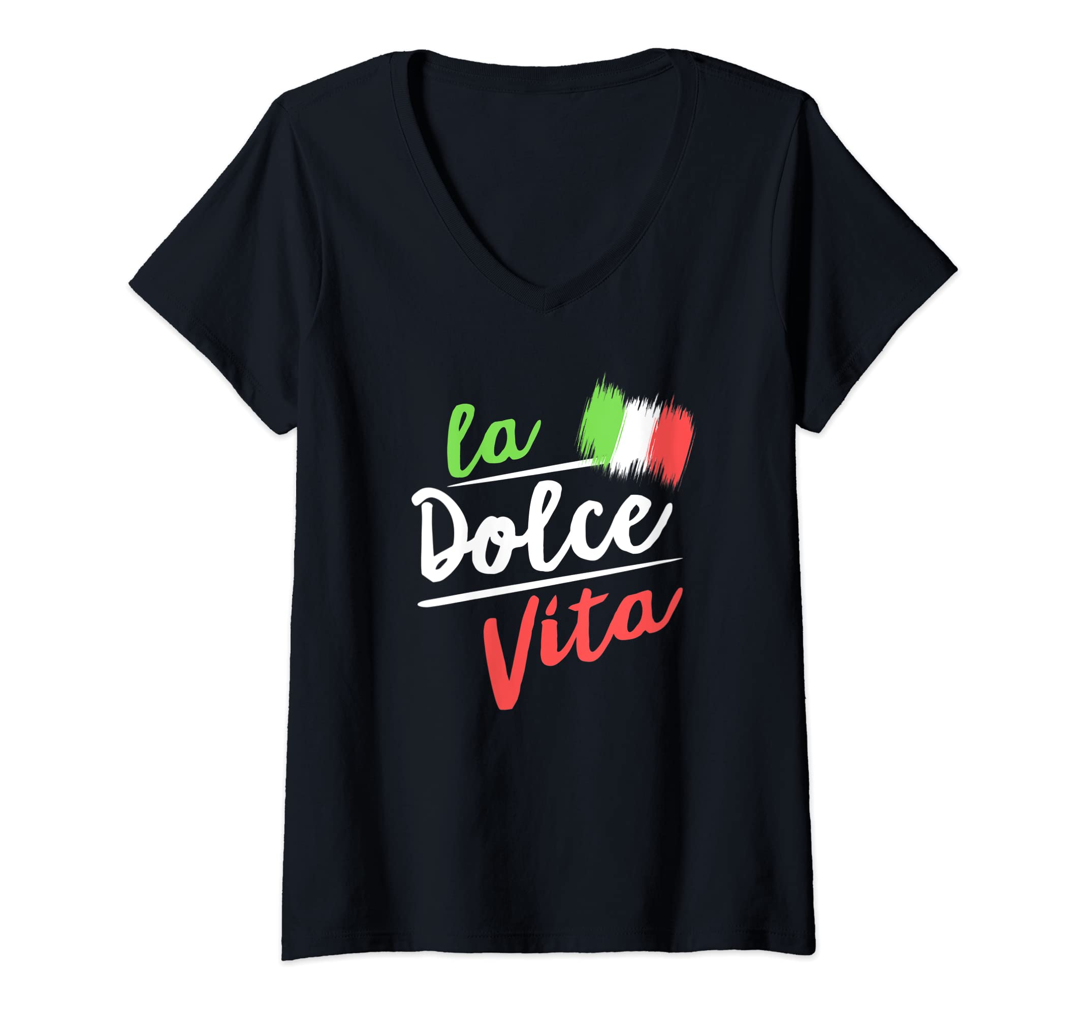 Photo 1 of ** BLUE**
Womens La Dolce Vita I Italian Lifestyle with italian flag V-Neck T-Shirt