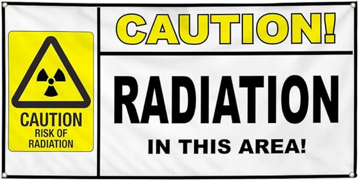 Amazon Com Vinyl Banner Sign Caution Radiation White Black
