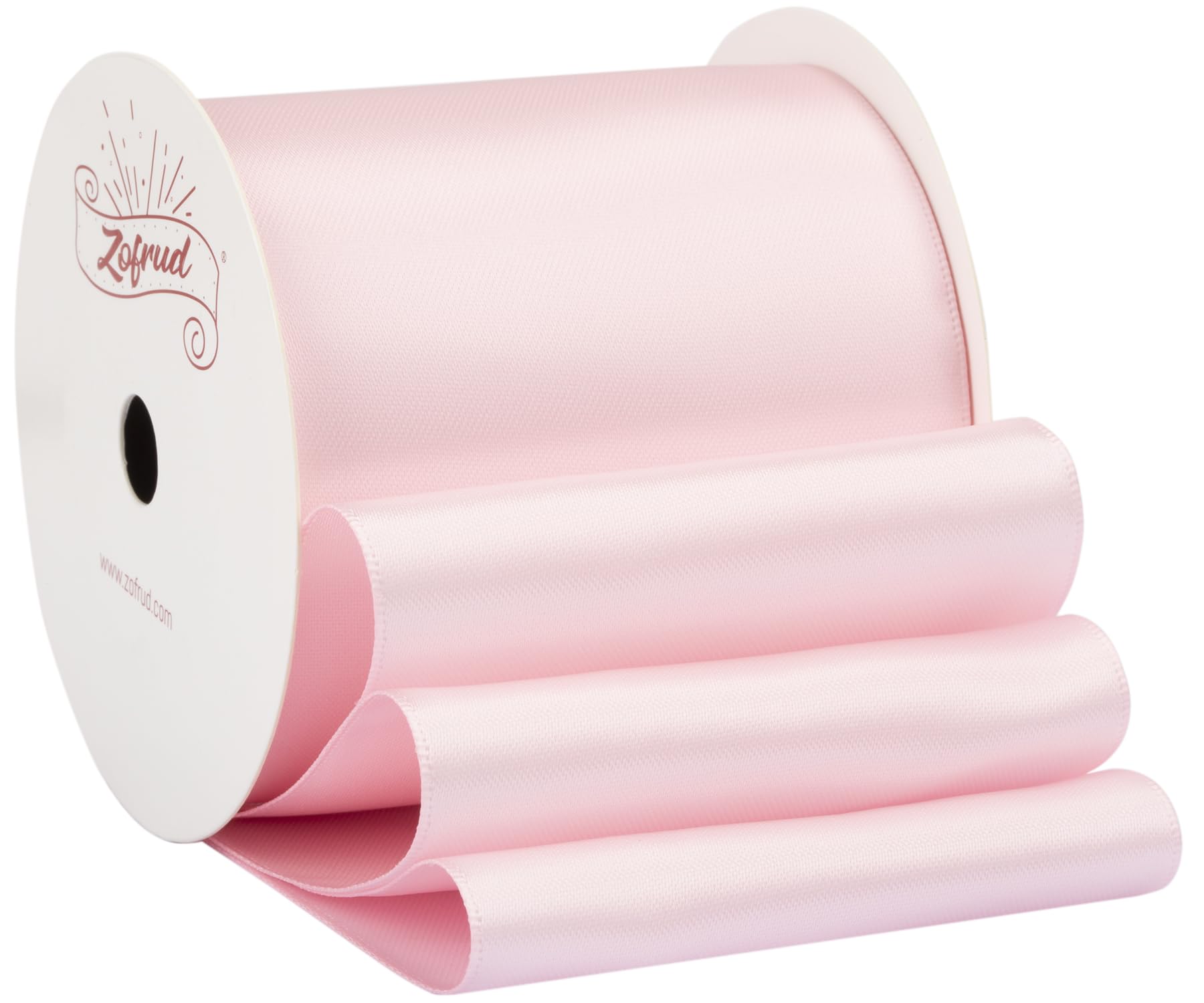 Zofrud Lt. Pink Satin Ribbon 75mm x 9 Meters - Large Ribbon Ideal for Bows, Gift Wrapping, Flower Bouquet, and Crafts