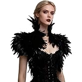 ZAKIA Gothic Natural Feather Cape Shawl Shrug Shoulder Wrap Collar Halloween Party Scarf