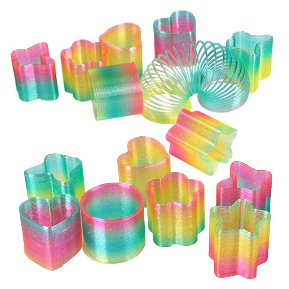 Liberty Imports 24 PCS Mini Rainbow Magic Springs Multi-shape Assortment in Bulk for Birthday Party Favors, Prize, Goodie Bag Fillers (2 Inches)