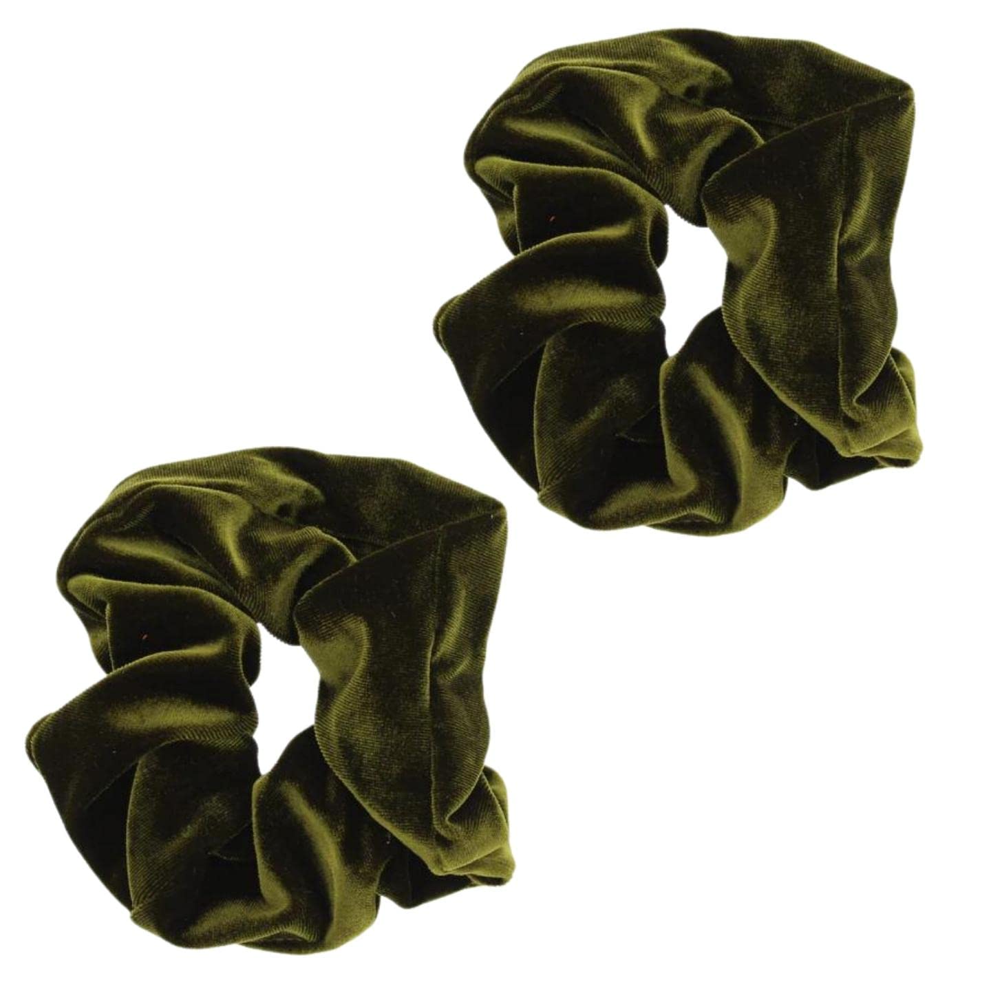 Topkids Accessories - Luxury Velvet Scrunchie Scrunchies Elastic Hair Band Ponytail Holders Hair Scrunchie Hair Bobbles Hair Accessories for Women, Ladies, Girls - Pack of 2 (Olive Green)
