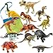 IROCH Dinosaur Action Figure Toys - 12pcs 7 Inch Jumbo STEM Educational Realistic Plastic Dinosaur Playset For 3 Years Up Toddlers and Older Kids+ Easter Eggs (Random Color) (12PCS)