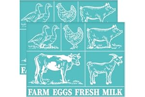OLYCRAFT 2Pcs 11x8.6 Inch Animal Pattern Self-Adhesive Silk Screen Printing Stencil Farm Theme Silk Screen Stencil Goose Chicken Pig Cow Sheep Reusable Mesh Stencils for DIY T-Shirt Fabric Painting